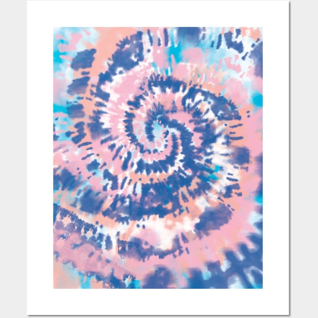 Summer Beach Spiral Ocean Wave Tie Dye Peach Pink Turquoise Blue Wall Art by FruitflyPie